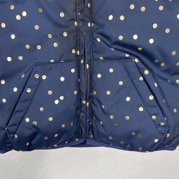 Baby Gap Navy Polka Dot Print Hooded Puffer Jacket Size 6-12 Months - Picture 3 of 7